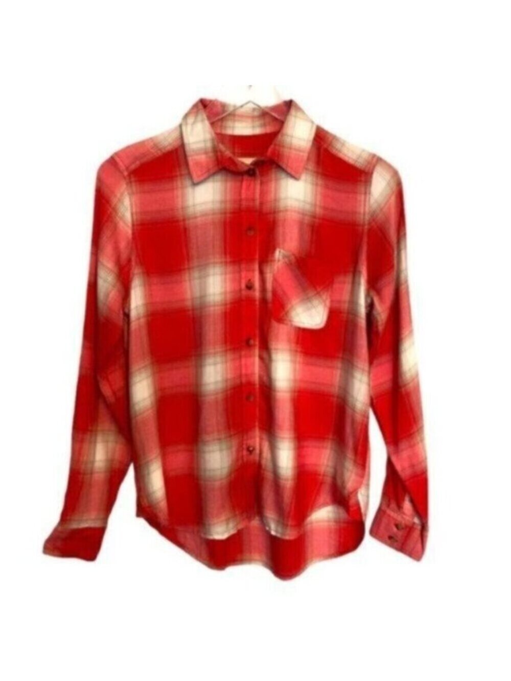 American Eagle Outfitter | Women's Red Button Down Boyfriend Plaid Shirt Size XS